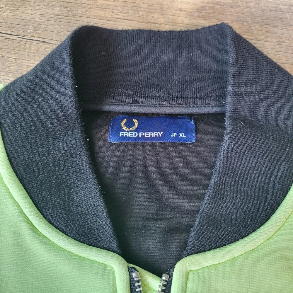 Fred Perry Mens Neon Lime Green Bomber Track Jacket Full Zip JP XL